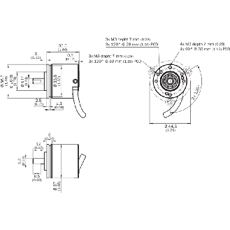 Codeur inc. Ø36mm Axe plein 6mm 02500i/t 7-30Vdc HTL/PushPull C1,5m-Lire la description