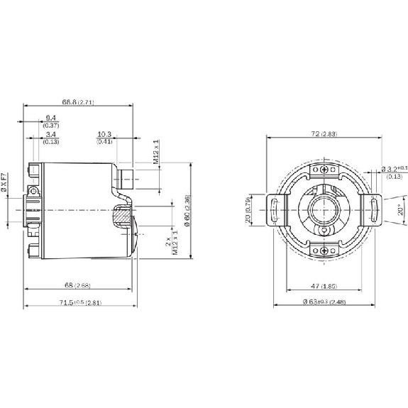 Codeur abs. monotour Ø60mm Axe creux 15mm EtherNet 262.144 (18 bit)-Lire la description