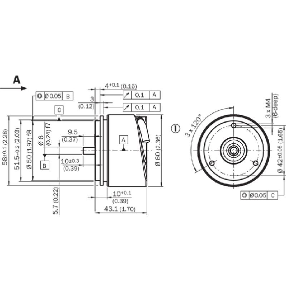 Codeur inc. Ø60mm Axe plein 6mm 02500i/t 4,5-5,5V TTL/RS422 C1,5m Codeur inc. Ø60mm Axe plein 6mm 02500i/t 4,5-5,5V TTL/RS422 C1,5m-Lire la description