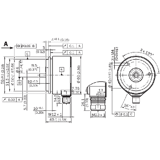 Codeur abs. monotour Ø60mm Axe plein 06mm SSI 32.768 (15 bit) M23 12P-Lire la description