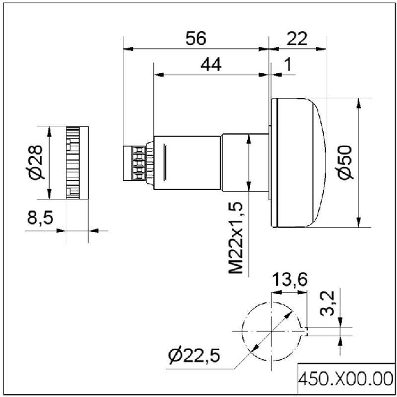 Ronfleur DEL EM continu 80dB 24VDC ORANGE IP65 Ø50mm-Lire la description