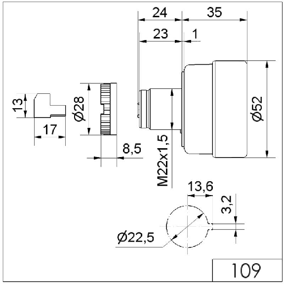 Ronfleur électronique EM continu 80dB 24VAC/DC IP65 Ø52mm NOIR-Lire la description