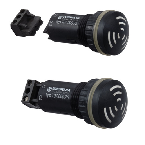 Ronfleur électronique EM continu 80dB 12-24VDC IP65 Ø28mm NOIR-Lire la description
