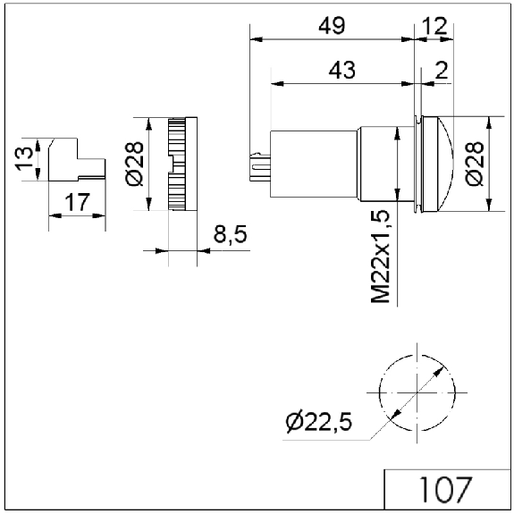 Ronfleur électronique EM continu 80dB 12-24VDC IP65 Ø28mm NOIR-Lire la description