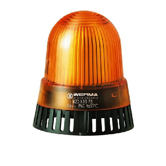 Ronfleur DEL BM continu 92dB 12VDC ORANGE IP65 Ø89mm NOIR-Lire la description