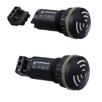 Ronfleur électronique EM continu 80dB 230VAC IP65 Ø28mm NOIR-Lire la description