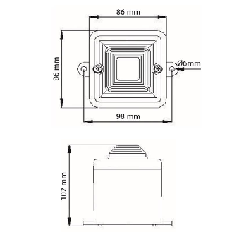 Mini sirène 104dB feu flash 0.5J 115Vac optique Rouge IP66-Lire la description