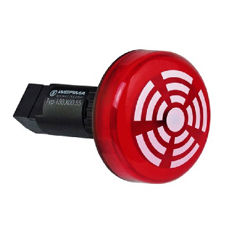 Ronfleur DEL EM continu 80dB 24VDC ROUGE IP65 Ø50mm NOIR-Lire la description