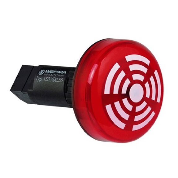 Ronfleur DEL EM continu 80dB 24VDC ROUGE IP65 Ø50mm NOIR-Lire la description