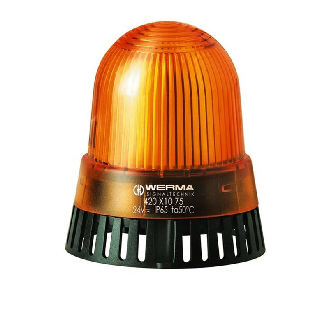 Sirène polyphonique DEL BM 8 sons 105db24VACDC ORANGE IP65 Ø89mm NOIR-Lire la description