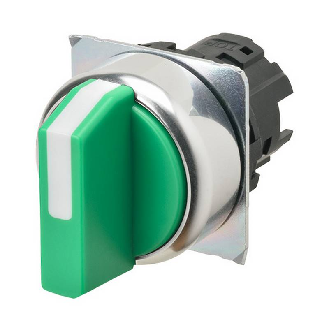 Sélecteur à manette 2 pos. manuel couleur vert (métal brillant)-Lire la description