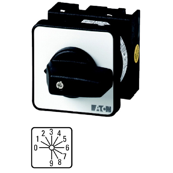 Commutateur de codage, Contacts: 8, 20 A, Code binaire BCD 0-9, plastron: 0-9, 30 °, à accrochage, Montage encastré-Lire la description