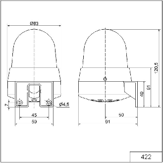 Ronfleur DEL WM continu/pulsé 92dB 230VAC ROUGE IP65 Ø83mm-Lire la description