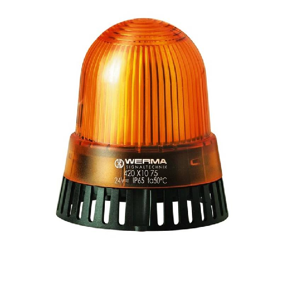 Ronfleur DEL BM continu/pulsé 92dB 230VAC ORANGE IP65 Ø89mm NOIR-Lire la description
