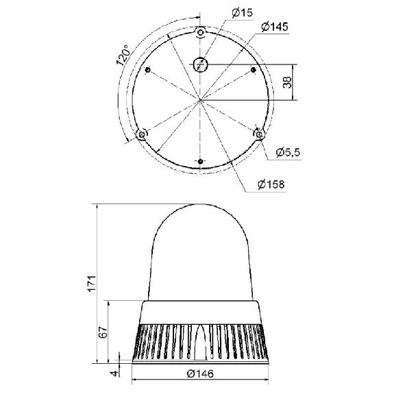 Sirène DEL BM 32 sons 108dB 24VAC/DC VERT IP65 Ø146mm NOIR Sirène DEL BM 32 sons 108dB 24VAC/DC VERT IP65 Ø146mm NOIR-Lire la description