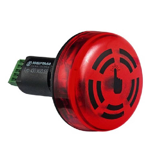 Ronfleur DEL EM continu 80dB 24VDC ROUGE IP65 Ø50mm-Lire la description