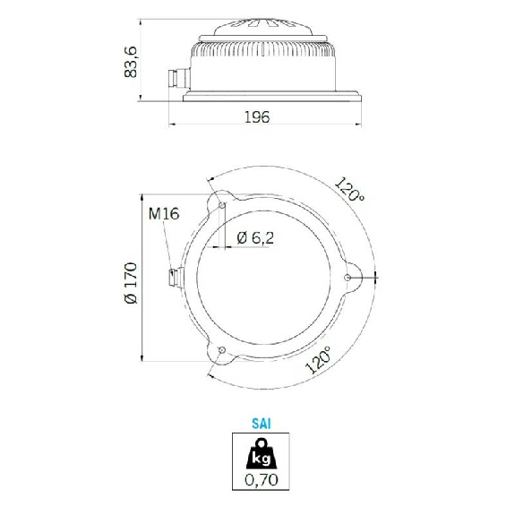 Sirène SAI CONTINU 110dB 110VAC IP54 GRIS-Lire la description