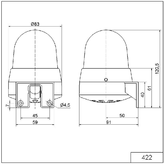 Ronfleur DEL WM continu/pulsé 92dB 115VAC ORANGE IP65 Ø83mm-Lire la description