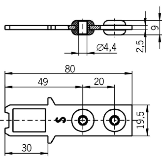 Actionneur inox droit avec silent block pour STP/STM-Lire la description