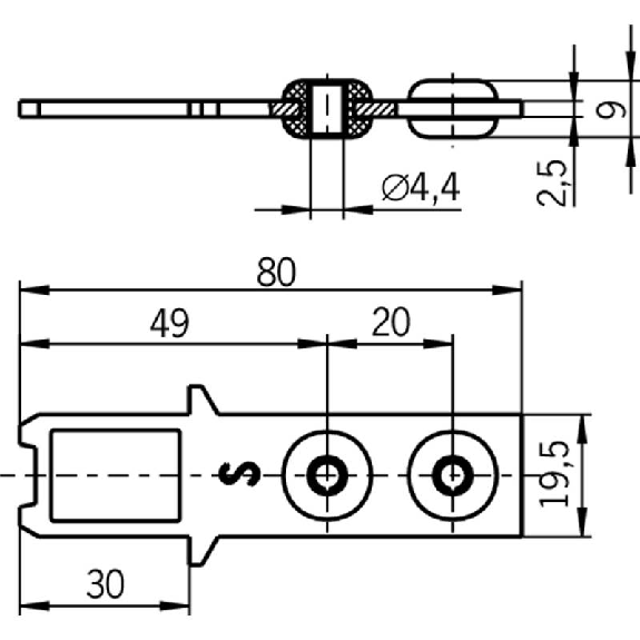 Actionneur inox droit avec silent block pour STP/STM-Lire la description