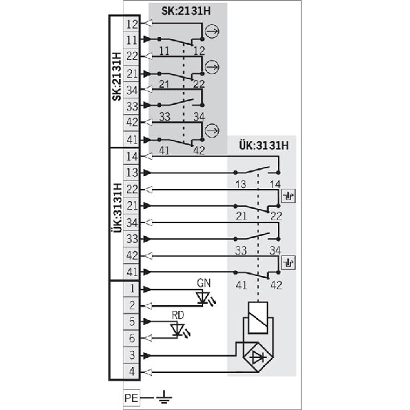 Int.de séc. à interver. élec. 220Vac, 3O+1F/2O+2F, à gauche, 1xM20 Int.de séc. à interver. élec. 220Vac, 3O+1F/2O+2F, à gauche, 1xM20-Lire la description