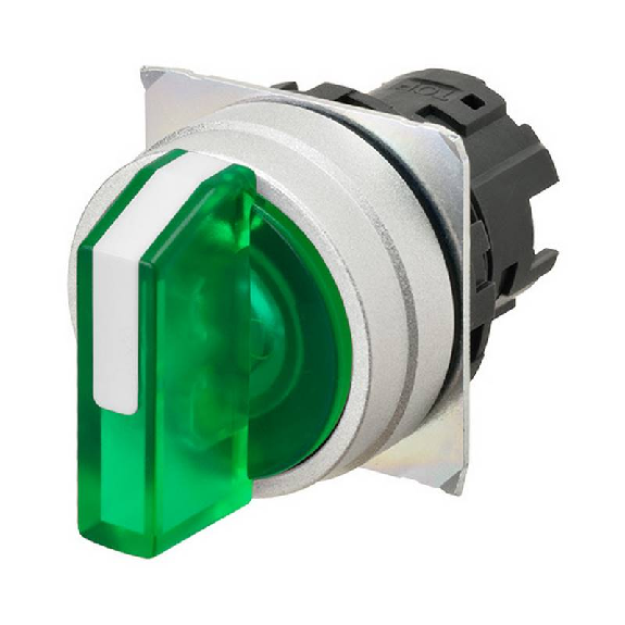 Sélecteur à manette 2 pos. droite couleur vert (alu brossé)-Lire la description