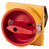 Interrupteurs-sectionneurs pour circuits auxiliaires, TM, 10 A, Montage encastré, Contacts: 2, Fonctions d'ARRÊT D'URGENCE, Avec poignée rotative rouge et couronne de blocage jaune, verrouillable en position 0