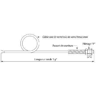 Sonde TC-K à visser sur buse M6x100, câble 3m-Lire la description