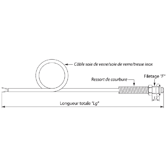 Sonde TC-K à visser sur buse M6x100, câble 3m-Lire la description