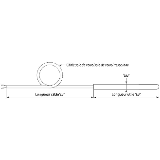 Sonde TC-J Ø4mm à la masse, lg050mm, -50..+400°C, câble 4m SV/SV-Lire la description