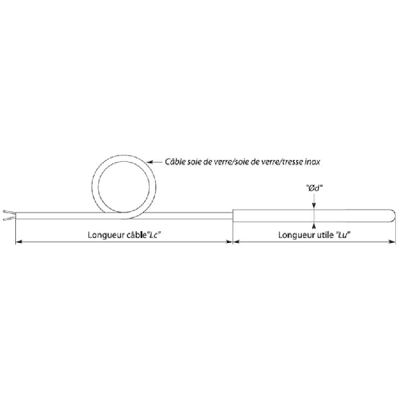 Sonde TC-J Ø4mm à la masse, lg050mm, -50..+400°C, câble 4m SV/SV Sonde TC-J Ø4mm à la masse, lg050mm, -50..+400°C, câble 4m SV/SV-Lire la description