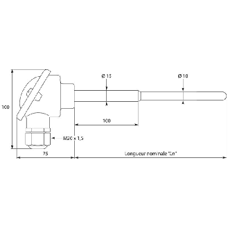 Sonde TC-Kx1 haute temp. avec protecteur céramique Ø10mm lg180mm-Lire la description