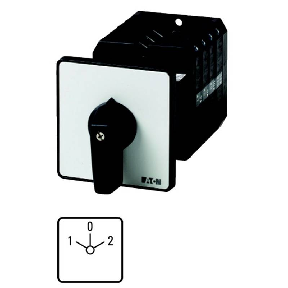 Inverseurs, Contacts: 6, 100 A, plastron: 1-0-2, 60 °, à accrochage, Encastrement / Montage encastré avec fixation arrière Inverseurs, Contacts: 6, 100 A, plastron: 1-0-2, 60 °, à accrochage, Encastrement / Montage encastré avec fixation arrière-Lire la description