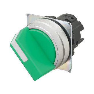 Sélecteur à manette 2 pos. gauche couleur vert (alu brossé)-Lire la description