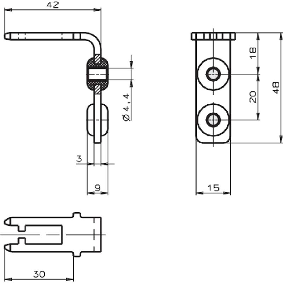 Actionneur inox coudé avec silent blocks pour NP/GP/TP-Lire la description