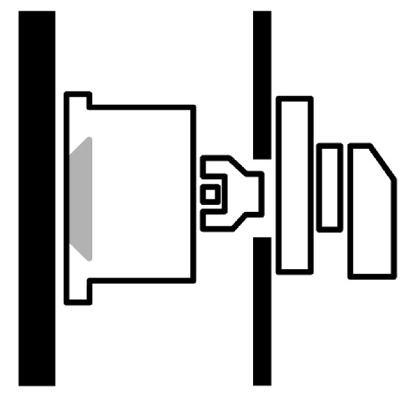 Inverseurs, Contacts: 4, 63 A, plastron: 1-0-2, 60 °, à accrochage, Encastrement / Montage encastré avec fixation arrière-Lire la description