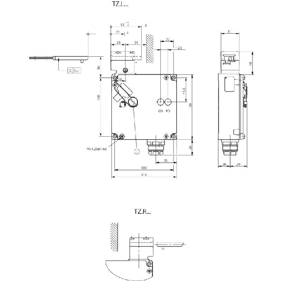 Int.de séc. à interver. méca. 24Vac/dc, 1O+1F, à gauche, 1xSR6 Int.de séc. à interver. méca. 24Vac/dc, 1O+1F, à gauche, 1xSR6-Lire la description