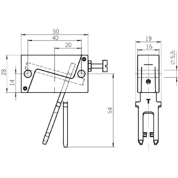 Actionneur inox articulée haut/bas pour NP/GP/TP Actionneur inox articulée haut/bas pour NP/GP/TP-Lire la description