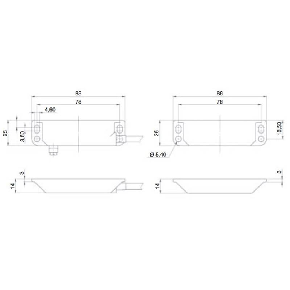 Int.de séc. sans contact magn. ATEX 2NF+1NO, câble 10m gauche Int.de séc. sans contact magn. ATEX 2NF+1NO, câble 10m gauche-Lire la description