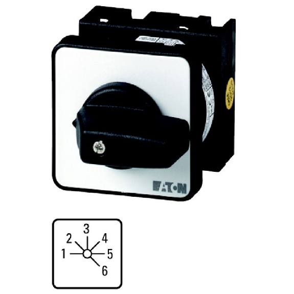 Commut à gradin, cont.: 6, 20A, 1-6, 45°, 6 crans 45°,à acc.,encastré-Lire la description
