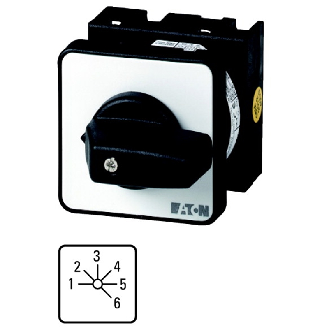 Commut à gradin, cont.: 6, 20A, 1-6, 45°, 6 crans 45°,à acc.,encastré-Lire la description