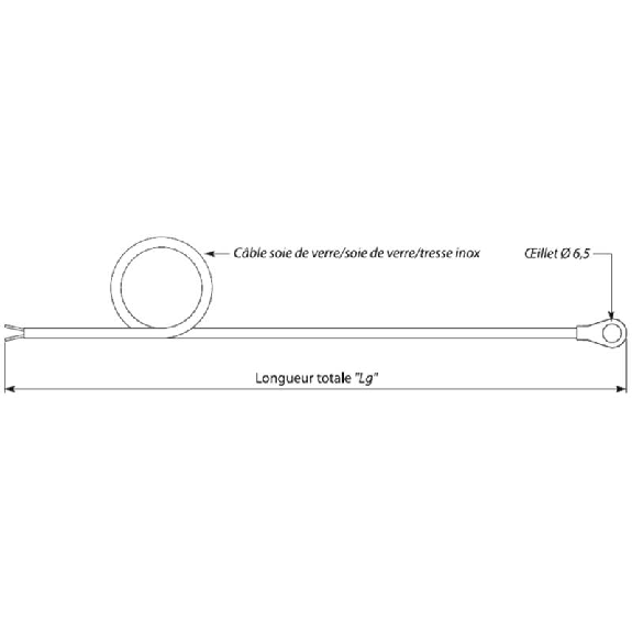 Sonde TC-J contact à oeillet Ø6,5mm soudure masse, câble 3m Sonde TC-J contact à oeillet Ø6,5mm soudure masse, câble 3m-Lire la description