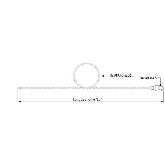 Sonde TC-K contact à oeillet Ø4,5mm soudure masse, câble 2m PFA/PFA Sonde TC-K contact à oeillet Ø4,5mm soudure masse, câble 2m PFA/PFA-Lire la description