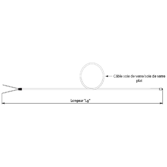 Sonde TC-T avec soudure apparente câble soie de verre/soie de verre Sonde TC-T avec soudure apparente câble soie de verre/soie de verre-Lire la description