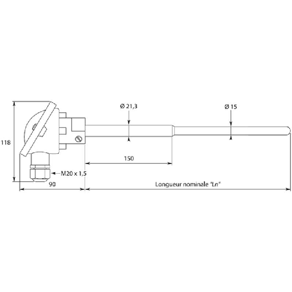 Sonde TC-Kx2 haute temp. avec protecteur céramique Ø15mm lg700mm-Lire la description