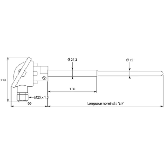 Sonde TC-Kx2 haute temp. avec protecteur céramique Ø15mm lg700mm-Lire la description