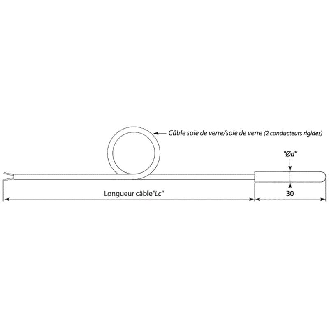 Sonde TC-K Ø5mm lg30mm; à la masse; -50..450°C, câble 5m-Lire la description