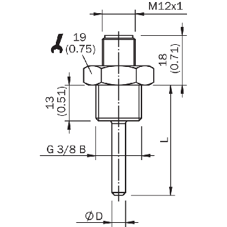 Sonde Pt100 2 fils classe B Ø5mm lg 30mm 30/+130 °C-Lire la description