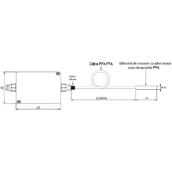 Sonde Pt100 à coller pour panneau photovoltaïque sortie 4-20mA lg1m-Lire la description