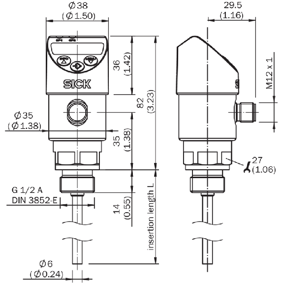 Sonde Pt1000 2 fils Classe A Ø6mm Lg350mm G ½ A -20...80°C PNP+4-20mA Sonde Pt1000 2 fils Classe A Ø6mm Lg350mm G ½ A -20...80°C PNP+4-20mA-Lire la description